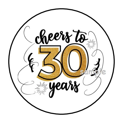 (30) 30TH BIRTHDAY ENVELOPE SEALS LABELS STICKERS 1.5″ ROUND CHEERS TO 30 YEARS