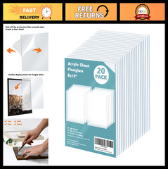 20 Pack 8×10″ Clear Acrylic Sheets 0.04″ Thick – Crafting, DIY, Picture Frame Gl