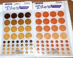 1 DARK ORANGE & 1 BROWN 3D SCRAPBOOK EMBELLISHMENTS ~ Round mosaic tile stickers