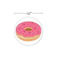 Adorable Donut Stickers – 500 Labels Roll, 1.5″ Food Party Envelope Seals, 8 Des