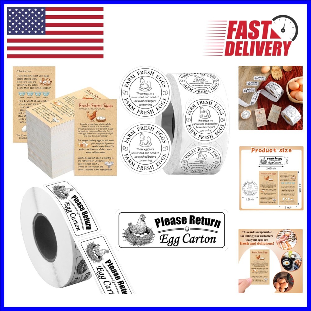 Elegant 3-in-1 1200-Piece Egg Sticker Set: Carton Labels & Instructions