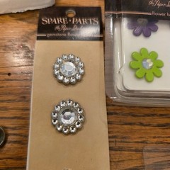 The Paper Studio Spare Parts Craft Brads Lot Flower Gemstone Heart Glitter Mixed