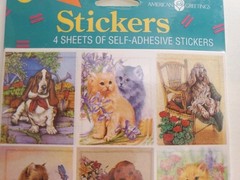 VTG 80s Pets Dog Cat Stickers Scrapbook Forget Me Not American Greeting NOS