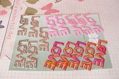Satin LOVE Word – 5 each RED PINK SILVER – Approx 40mm x 12mm – Green Tara B