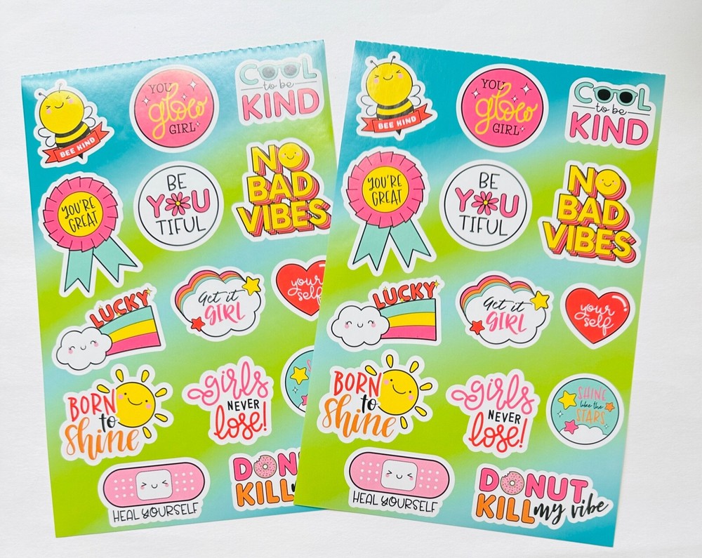 2 Shts Groovy Inspirational Phrases Stickers Crafts Planner Supply Scrapbook
