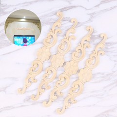 4 PCS Wood Appliques Door Wood Appliques Cabinets Applique Frame Corner Molding