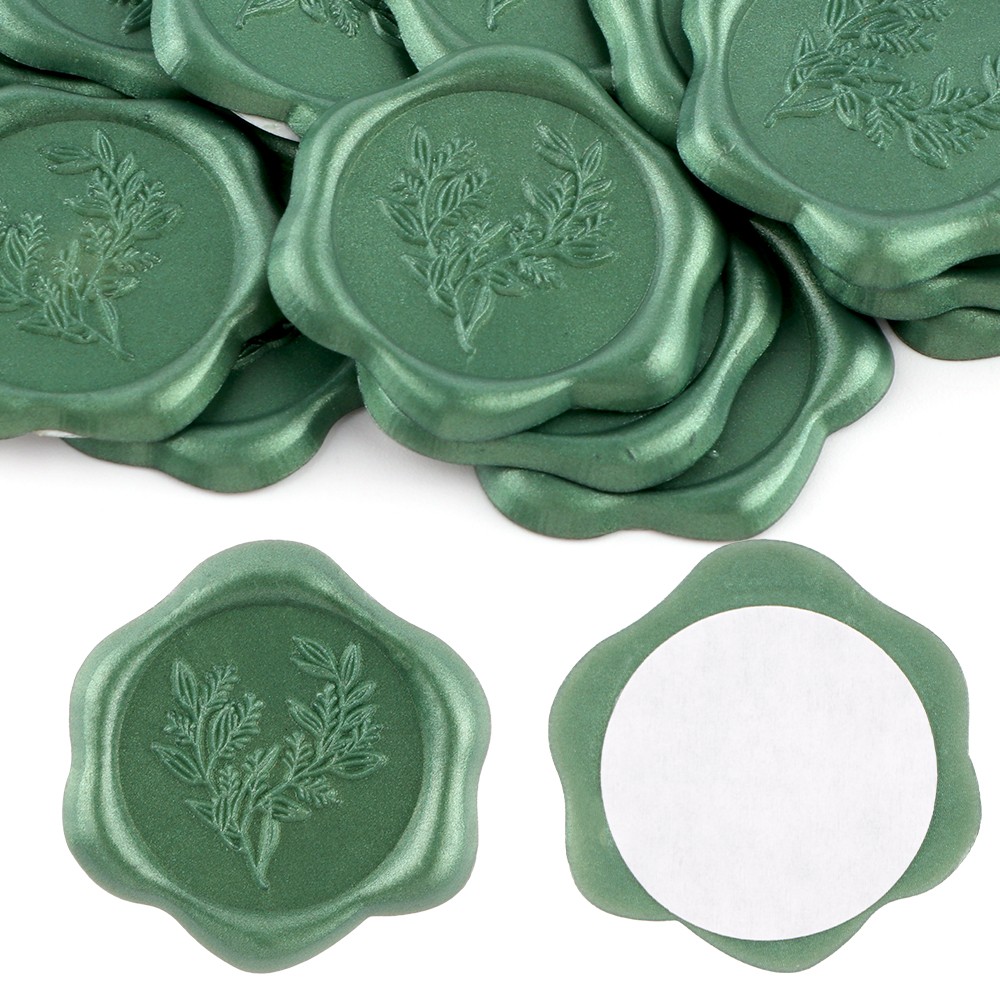 100Pcs Eucalyptus Wax Seal stickers Green Self Adhesive Envelope Seal Stickers