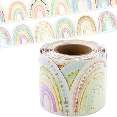 WorldBazaar Pastel Rainbow Bulletin Board 36 feet x 2.75 inches, Multicolor