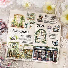 Glazed Tile House Fallen Flower Courtyard Sticker – 20 Sheets Waterproof PET Sc