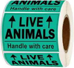Remarkable Live Animals Please Handle with Care Stickers,2 X 3 Inch Fluorescent