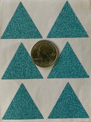 BLUE GLITTERED TRIANGLES Stickers(6pc)Shapes•3 sides•Teal