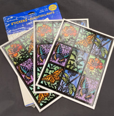 Vintage 1990s Hallmark Stained Glass Style Butterfly Stickers 3 Sheets Made USA