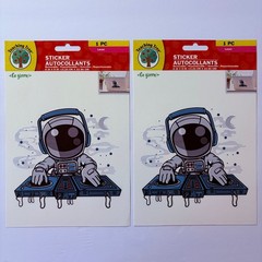 RETRO Decal Lasercut Stickers 6×9 ASTRONAUT DJ on a TURNTABLE 2pcs