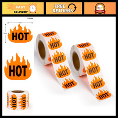 1000pcs Fluorescent Red Hot Fire Stickers – Rave Labels for Parties & Spicy Food