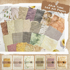 168 Pcs Textured Vintage Scrapbook Paper, 6 Themes Scrapbook Journaling Supplies
