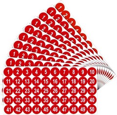 10 Sheets 1-50 Vinyl Number Stickers 1 Inch Self-Adhesive Waterproof Red