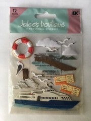 Jolees FERRY TRIP Vacation Travel Cruise Tickets Boat Sea Gull scrapbook sticker