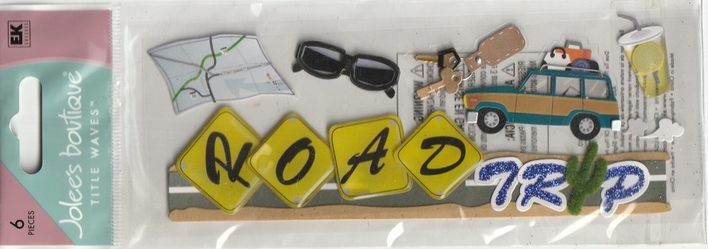 Jolee’s Title Waves Vintage ROAD TRIP theme 3-D stickers 73229 Fast FREE ship!