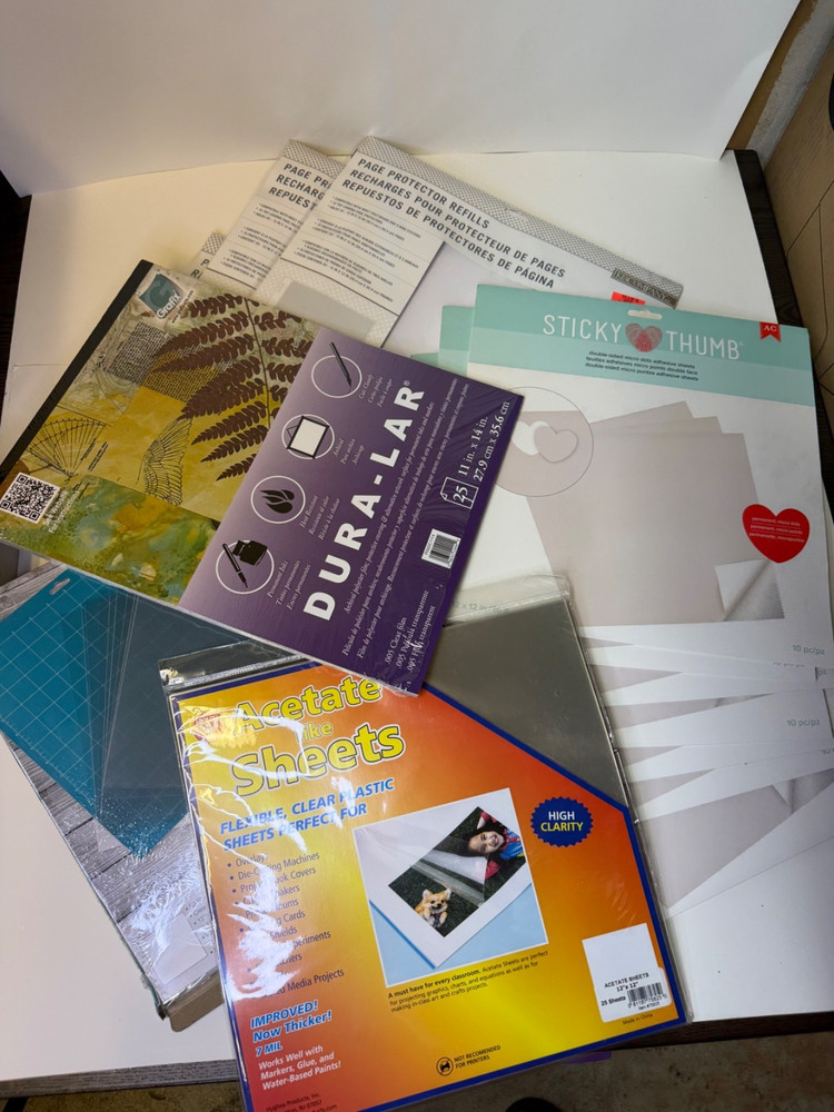 Craft Supplies Lot Acetate Sheets Dura-Lar Sticky Thumb Cutting Mat Scrapbooking