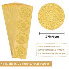 2 Inch Certificate of Achievement Gold Foil Embossed Envelope Seals Stickers …