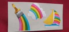 RARE Vintage Mylar Foil Rainbow, Unicorn, Paint Brush,Strawberry Stickers