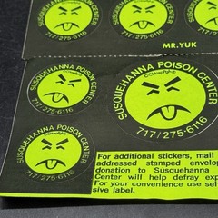 Mr. Yuk Stickers Susquehanna Poison Control Center Pennsylvania Vintage 1972