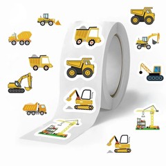 500pcs Construction Vehicle Sticker Roll Kids Reward Labels Toy Stickers – NEW
