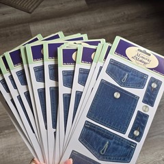 Die Cut Scrapbook Embellishments Lot Denim Pockets Luggage NOS Memories VTG 2003