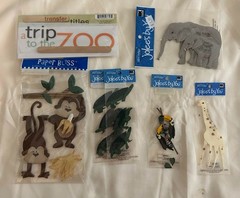 Zoo Animals Trip to the Zoo Monkey Giraffe Elephant Jolee’s Scrapbook Lot NEW