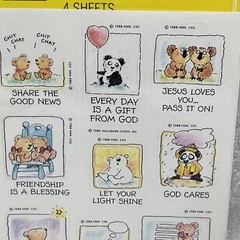 Vintage Hallmark Stickers Bears Panda Koala Polar God Jesus New 4 Sheets 1998