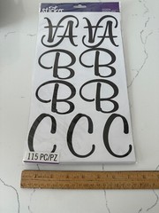 Sticko Autocollant Black Script XL Alphabet & Numbers 115 PC Poster Banner Craft