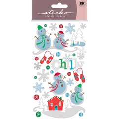 Scrapbooking Stickers Sticko Chilly Snowmen Snowflakes Mittens House Trees Snow