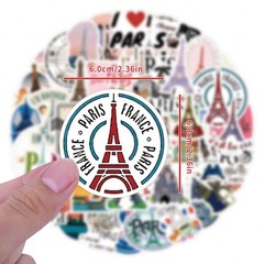 50 PCS Paris France Travel World Stickers Vintage Eiffel Tower Landmark City