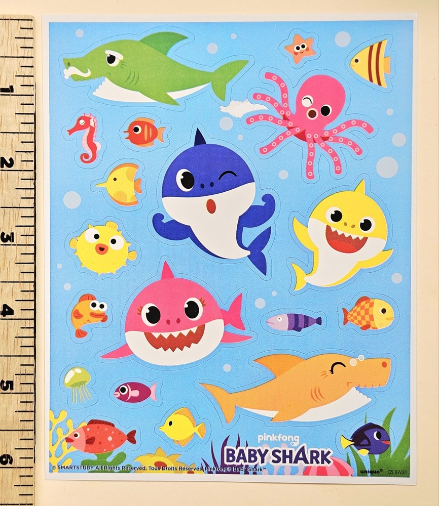 Baby Shark Sticker sheet Large Format.