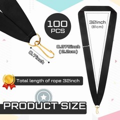 Black Neck Ribbon Snap Clips Blank Medal Solid Award Lanyards Holder 100 PCS