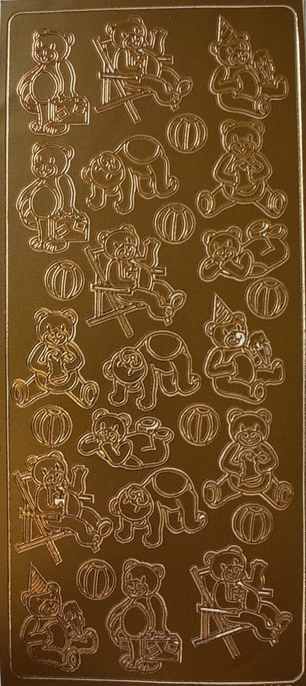 COOPER FOIL TEDDYBEAR Outline Stickers(4”x9”)Stuffed Animal•Toys•Card Making•