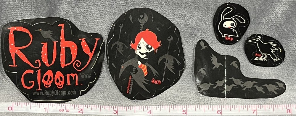 Vintage Hot Topic Ruby Gloom Doom Sticker Set Raven Crow Carousel Ride Name Dog