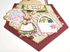 Easter Follow The Bunny Girl Rabbit Pocket Of Ephemera Tags OOAK #7 3D Handmade