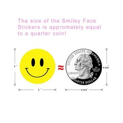 Yellow Happy Face Paper Stickers, 1 Inch, 500 Roll, Permanent Adhesive