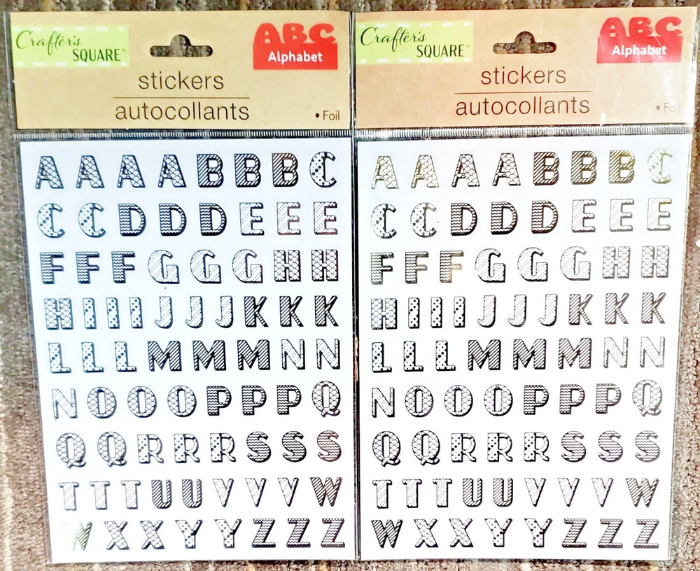 2 Gold Foil Upper Case Alphabet ABCs Stickers Crafters Square 3/4″ Letters