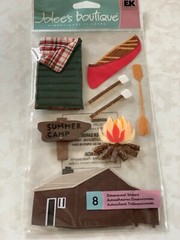 JOLEE’S BOUTIQUE 3D STICKERS CAMP CABINS CANOE SLEEPING BAG FIRE SUMMER CAMP