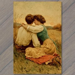 STICKER Romantic Embrace Countryside Vintage Love Couple Portrait