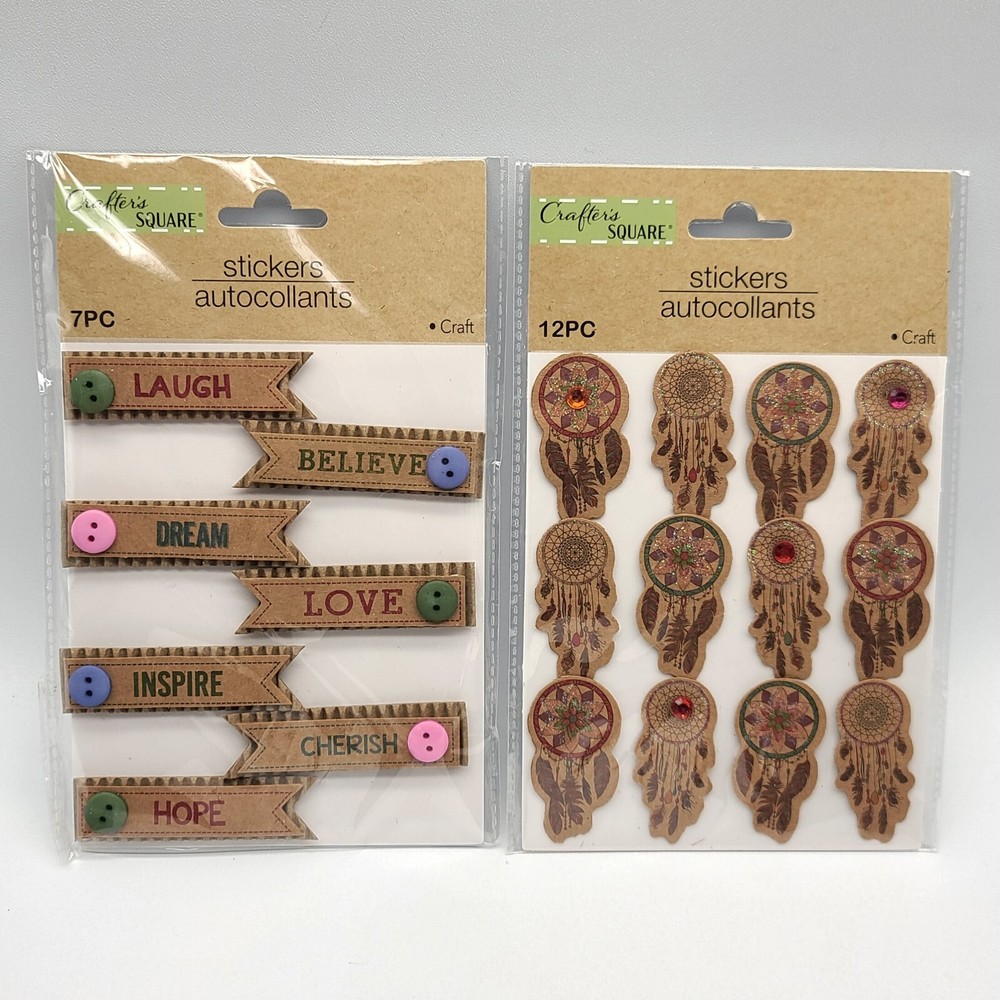 ⭐️ (2pk) Crafter’s Square Dreamcatcher Love Laugh Inspire Scrapbook Sticker Lot