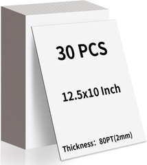 30 Sheets 10″ X 12.5″ White Chipboard with Grey Core, 80 PT (2Mm) Thick Board f