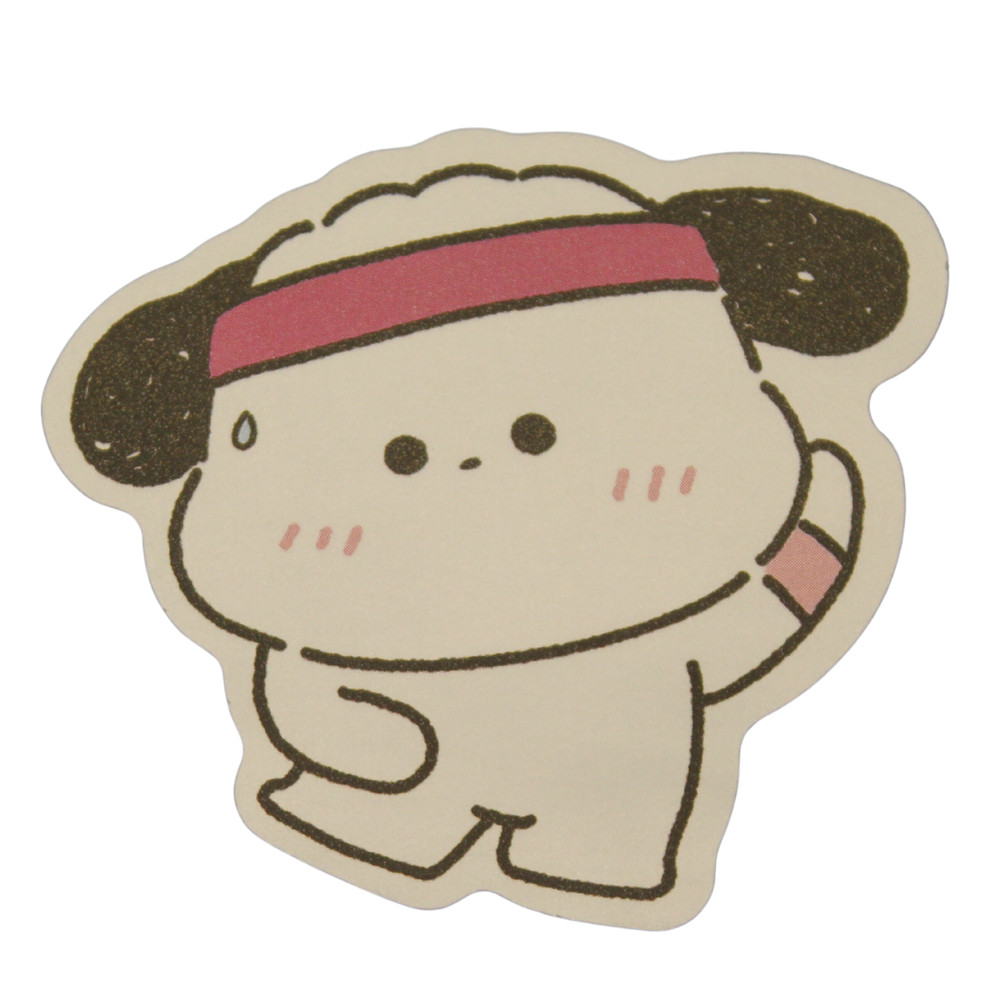 Puppy Dog Pink Head Band Exercise Workout Stretch Cute Chibi Kawaii Sticker