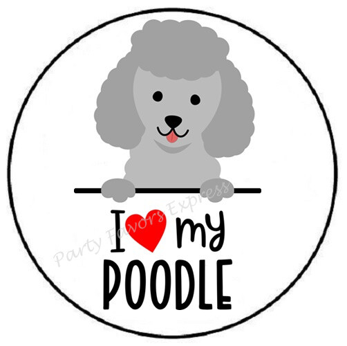 I LOVE MY POODLE ENVELOPE SEALS LABELS STICKERS PARTY FAVORS