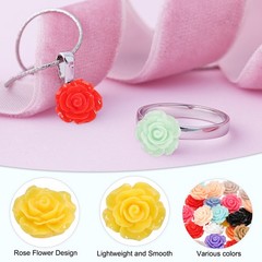 20mm Rose Flower Resin Cabochon, 30 Pcs Mini Rose Flower Resin, Lemon Yellow