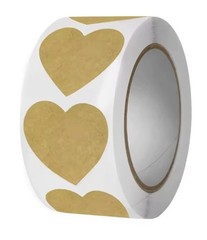 Kraft Label Stickers 1000pcs Round & Heart 2 Rolls Writable Jar Food Labels