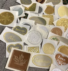 64 Miscellaneous Embossed Foil Envelope Stickers /Seals