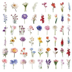 50-100pcs PET Transparent Plant & Flower Stickers Waterproof Stationery Notebook